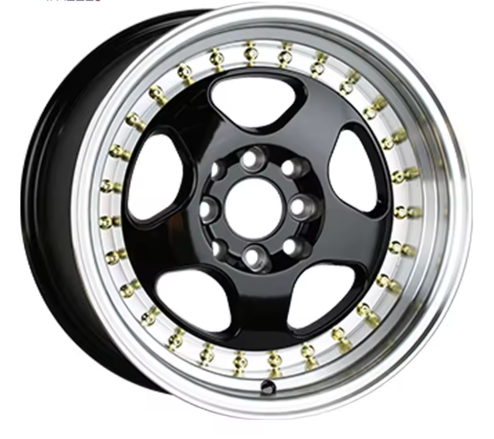 5-Spoke Alloy Wheel — 14″ to 18″ — 4 / 5 / 8 Hole — Black Finish Set of 4